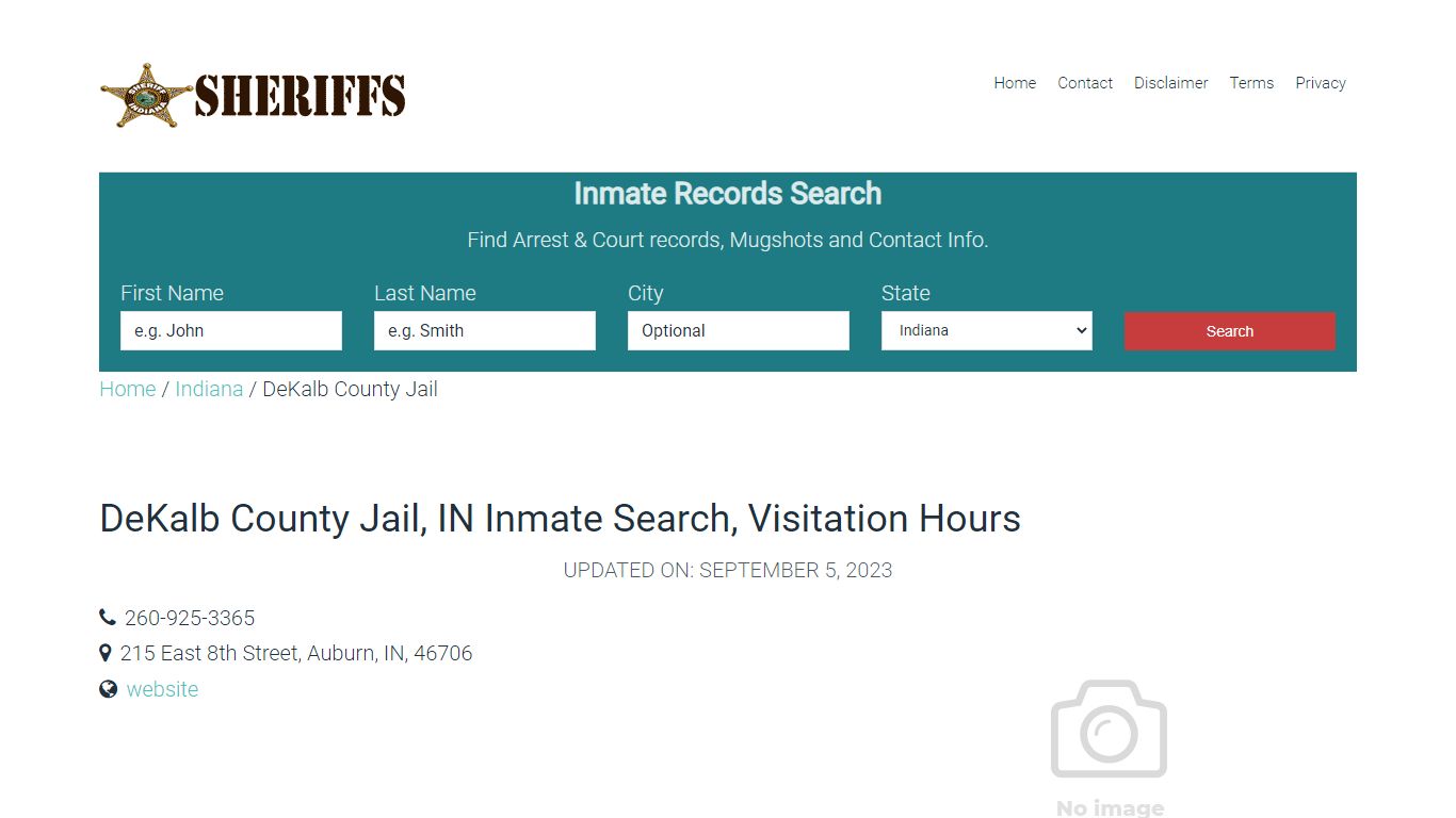 DeKalb County Jail, IN Inmate Search, Visitation Hours
