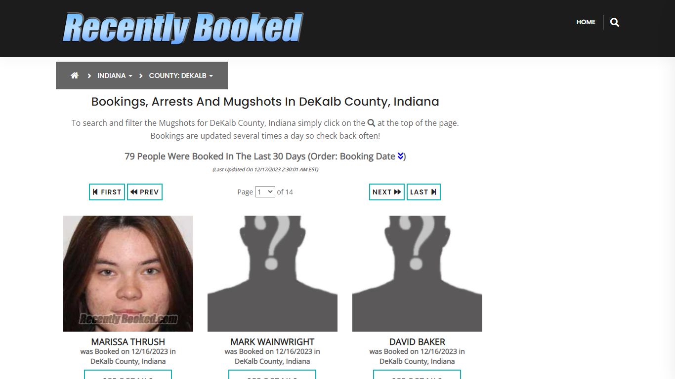 Recent bookings, Arrests, Mugshots in DeKalb County, Indiana